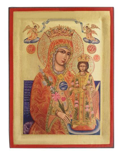 Handmade Orthodox Icon Virgin Mary Unfading Rose - Rodo Amarado