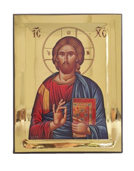 Handmade Orthodox Icon Jesus Christ Pantocrator Gold mirror effect