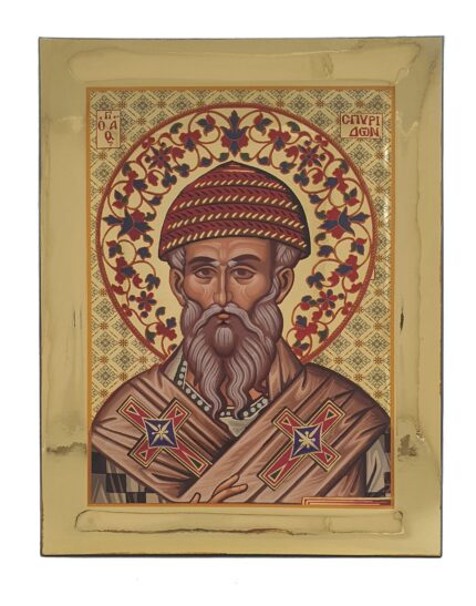 Handmade Orthodox Icon Saint Spyridon Gold mirror effect