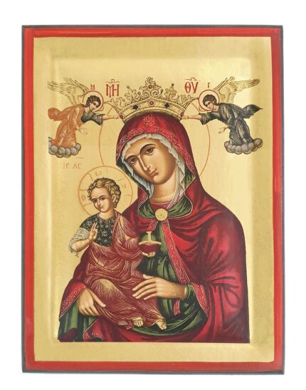 Handmade Orthodox Icon Crowned Virgin Mary