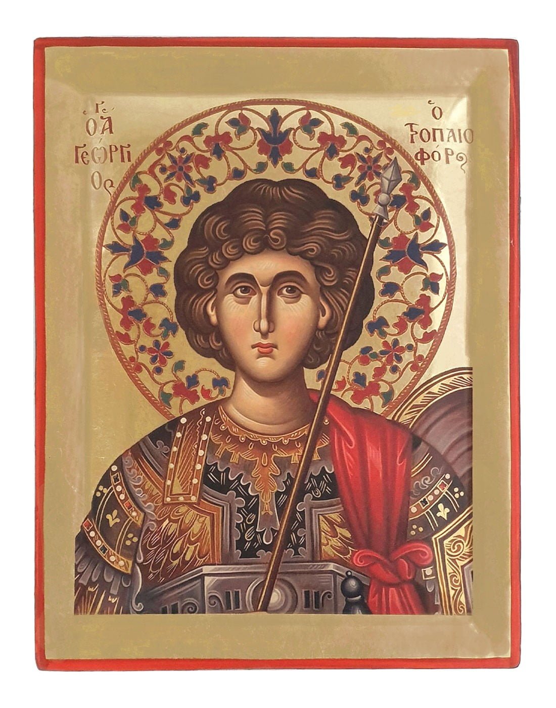 Handmade Orthodox Icon Saint George with shield