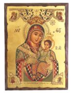 Handmade Orthodox Icon Virgin Mary of Bethlehem carved frame