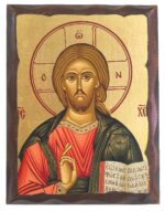 Handmade Orthodox Icon Jesus Christ Pantocrator carved frame