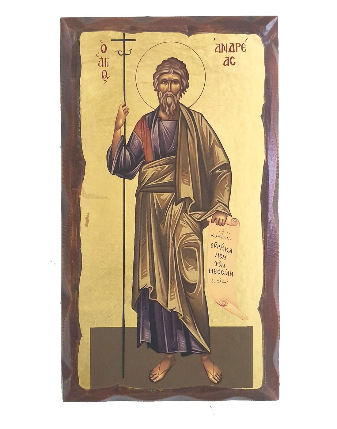 Handmade Orthodox Icon Saint Andrew carved frame