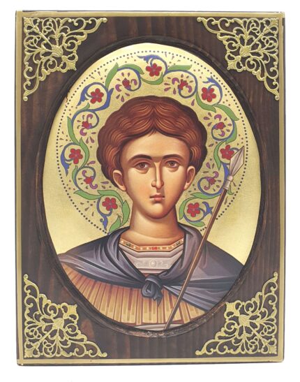 Handmade Orthodox Icon Saint George mirror effect