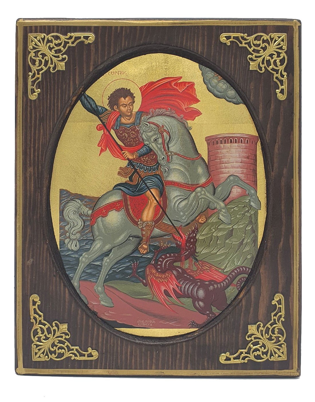 Handmade Orthodox Icon Saint George on horseback mirror