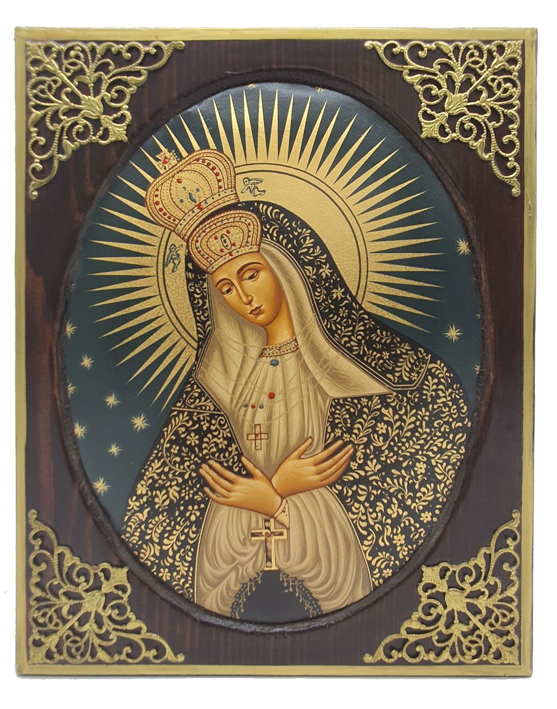 Handmade Orthodox Icon Virgin Mary Praying mirror effect