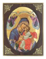 Handmade Orthodox Icon Virgin Mary lady of angels mirror effect