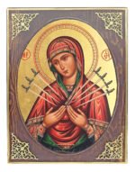 Handmade Orthodox Icon Virgin Mary of 7 swords mirror