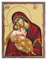 Handmade Orthodox Icon Virgin Mary Sweet Kissing - Glykophilousa