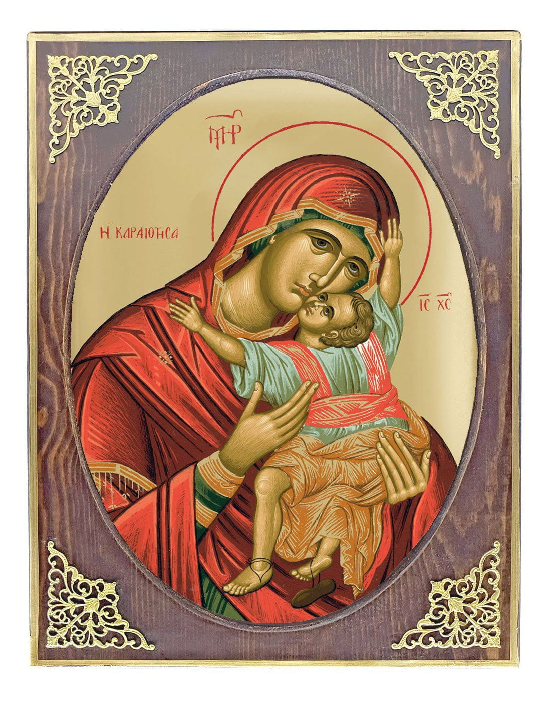 Handmade Orthodox Icon Virgin Mary Kardiotissa mirror