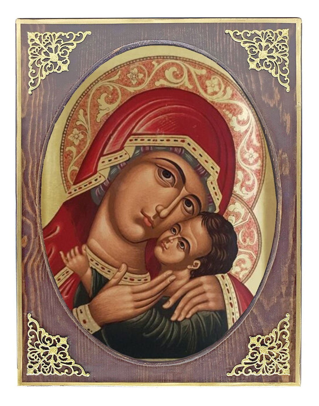 Handmade Orthodox Icon Virgin Mary Koursoun mirror effect