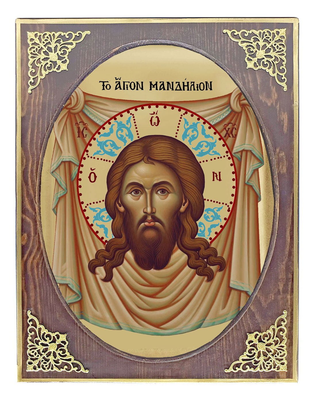 Handmade Orthodox Icon Jesus Christ Holy Mandylion mirror effect
