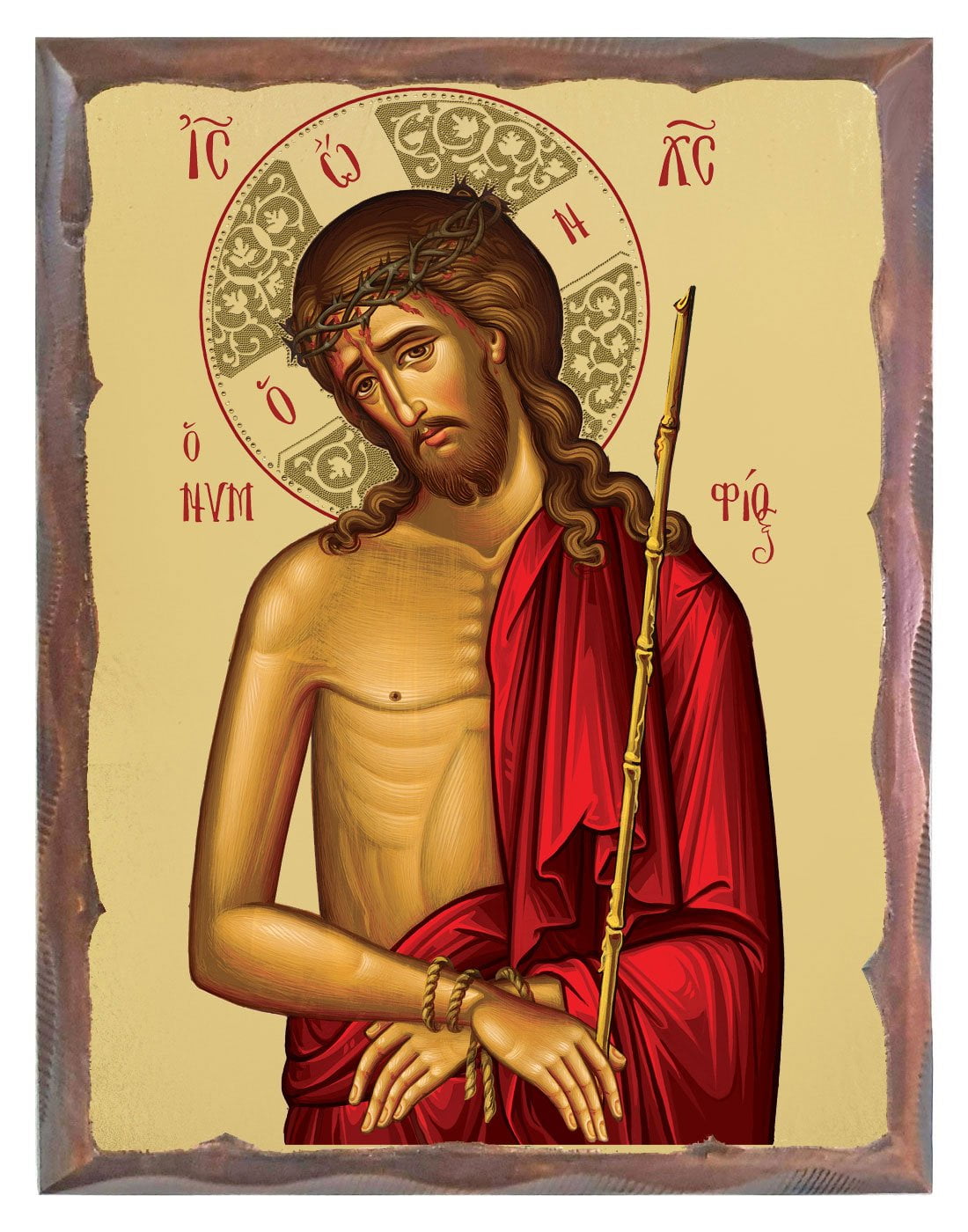 Handmade Orthodox Icon Jesus Christ Bridegroom carved frame