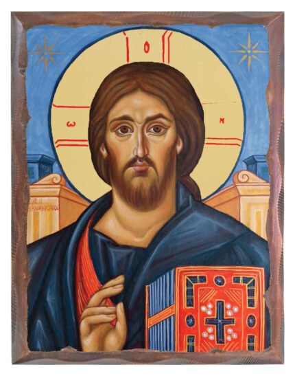 Handmade Orthodox Icon Jesus Christ of Sina Carved Frame