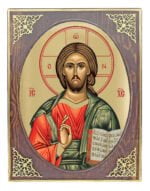 Handmade Orthodox Icon Jesus Christ Pantocrator mirror effect