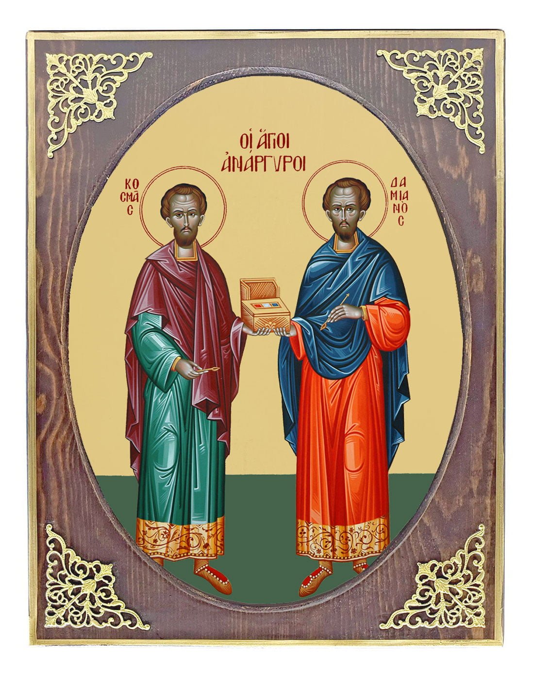 Handmade Orthodox Icon Holy Unmercenaries mirror effect