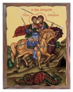 Handmade Orthodox Icon Saints Theodoroi carved frame