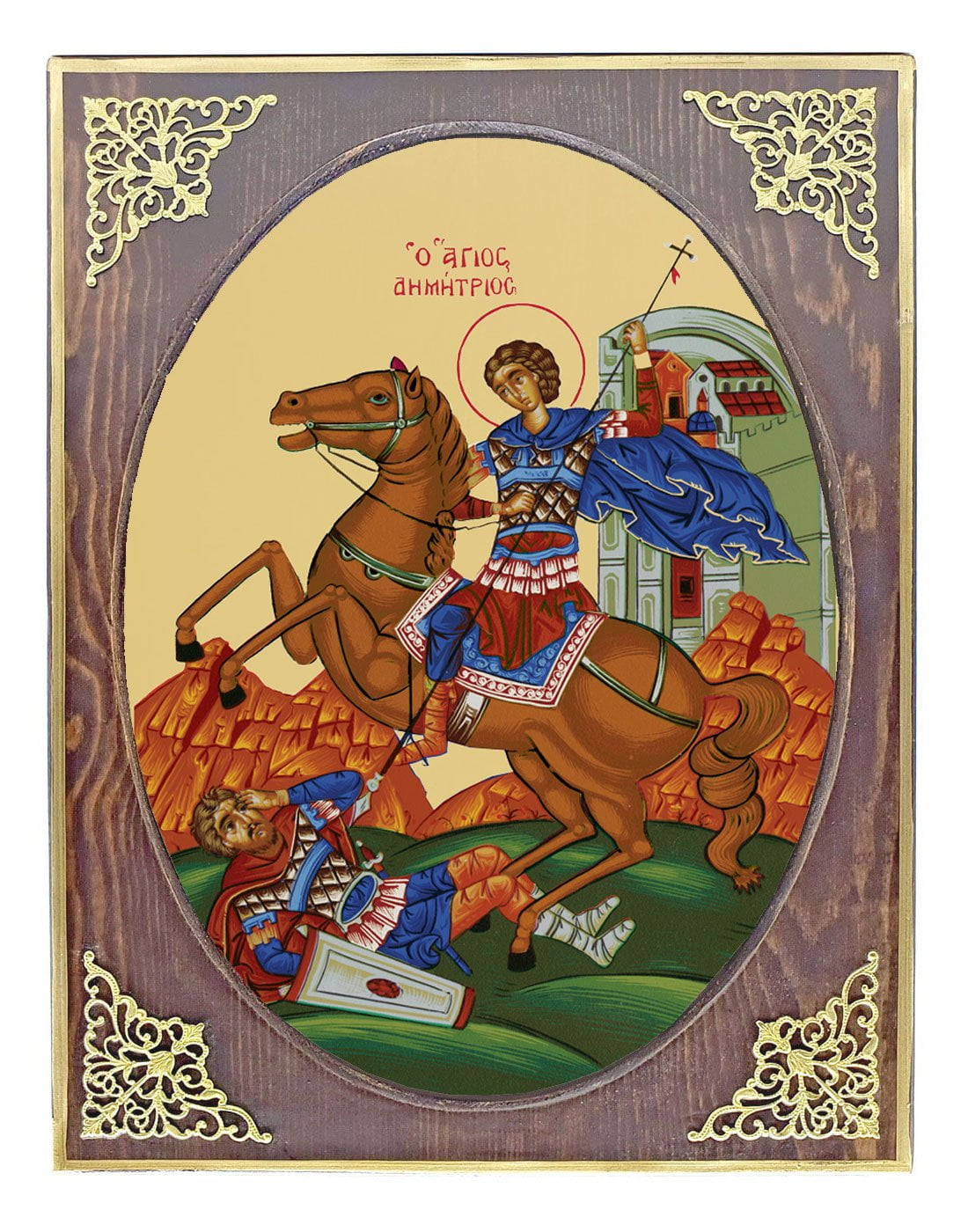 Handmade Orthodox Icon Saint Demetrius mirror effect