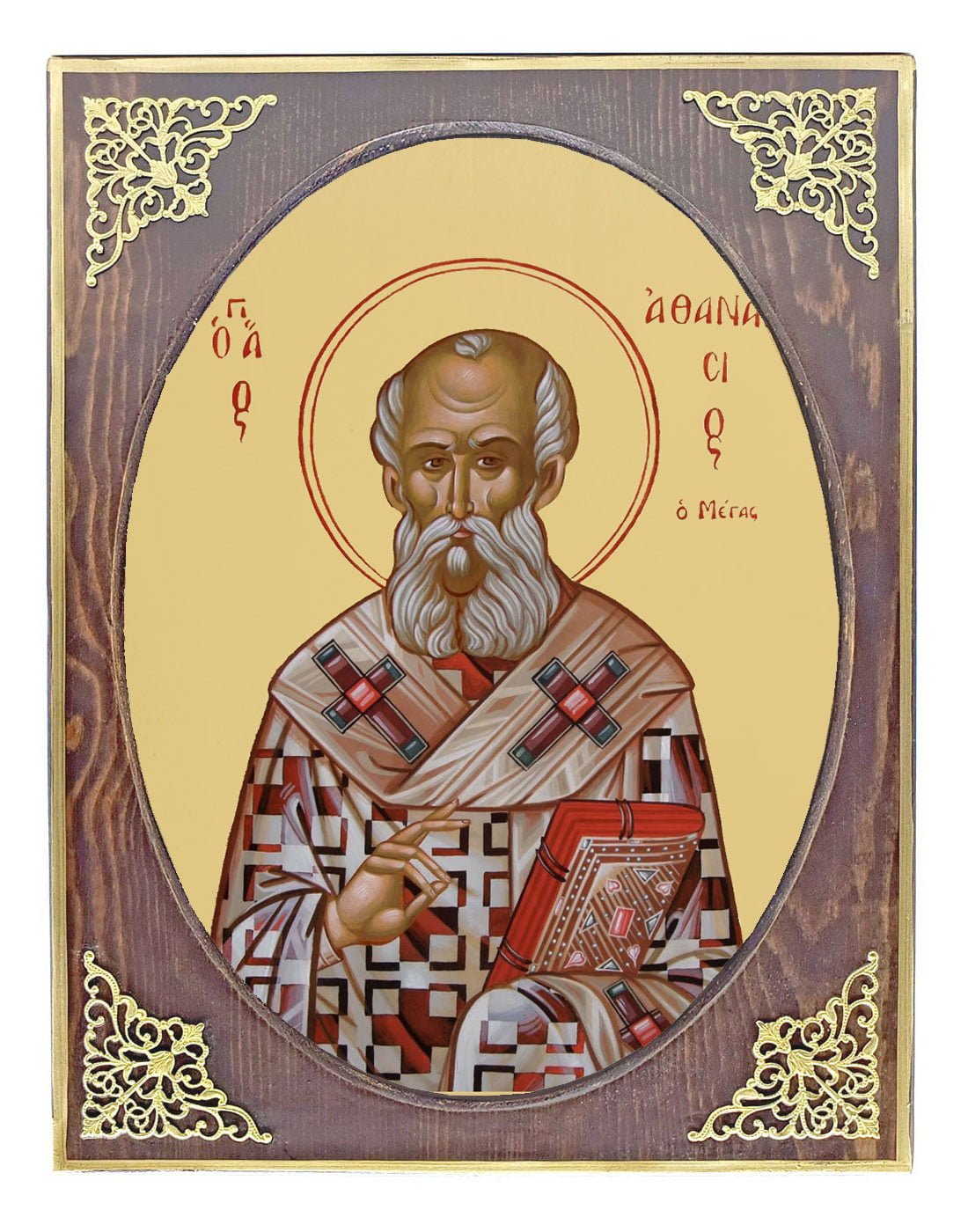 Handmade Orthodox Icon Saint Athanasius mirror