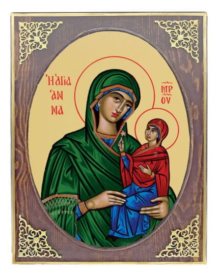 Handmade Orthodox Icon Saint Anna mirror effect