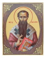 Handmade Orthodox Icon Saint Vasileios the Great mirror effect