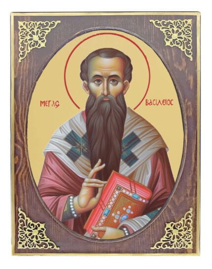Handmade Orthodox Icon Saint Vasileios the Great mirror effect
