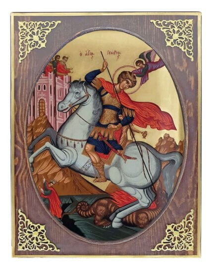 Icon Saint George on horseback mirror