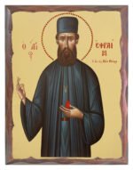 Handmade Orthodox Icon Saint Efrem carved frame