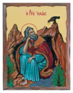 Handmade Orthodox Icon Prophet Elijah carved frame