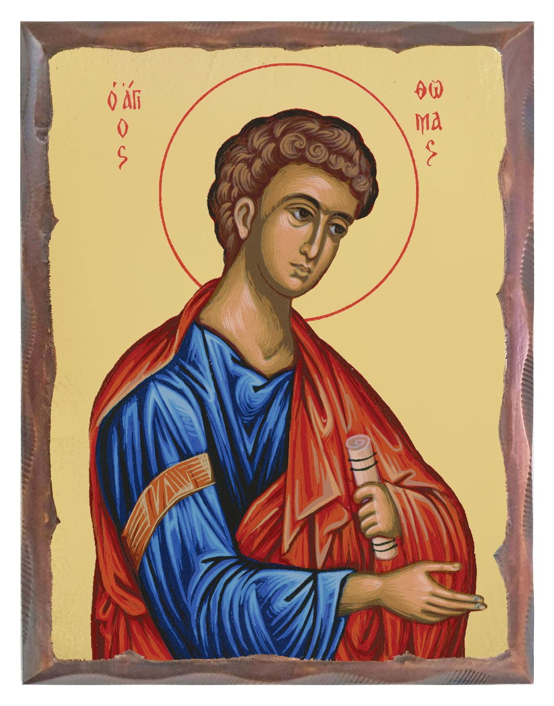 Handmade Orthodox Icon Saint Thomas carved frame