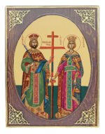 Χειροποίητη Εικόνα Άγιος Κωνσταντίνος και Αγία Ελένη Καθρέπτης