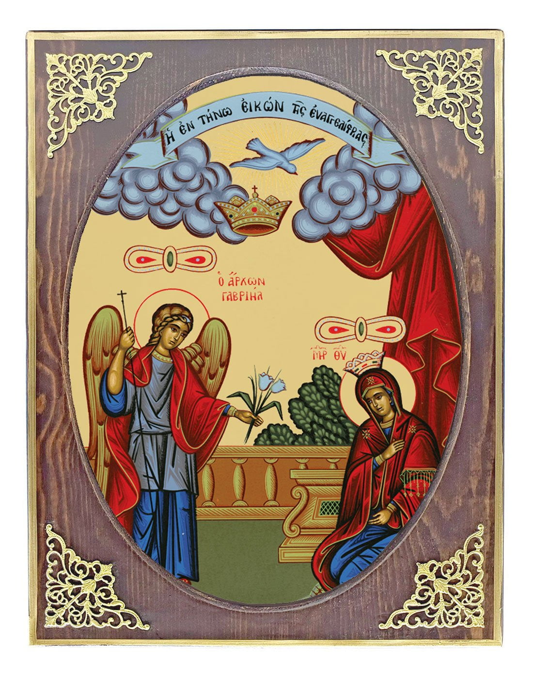 Handmade Orthodox Icon Annunciation of Τheotokos mirror effect