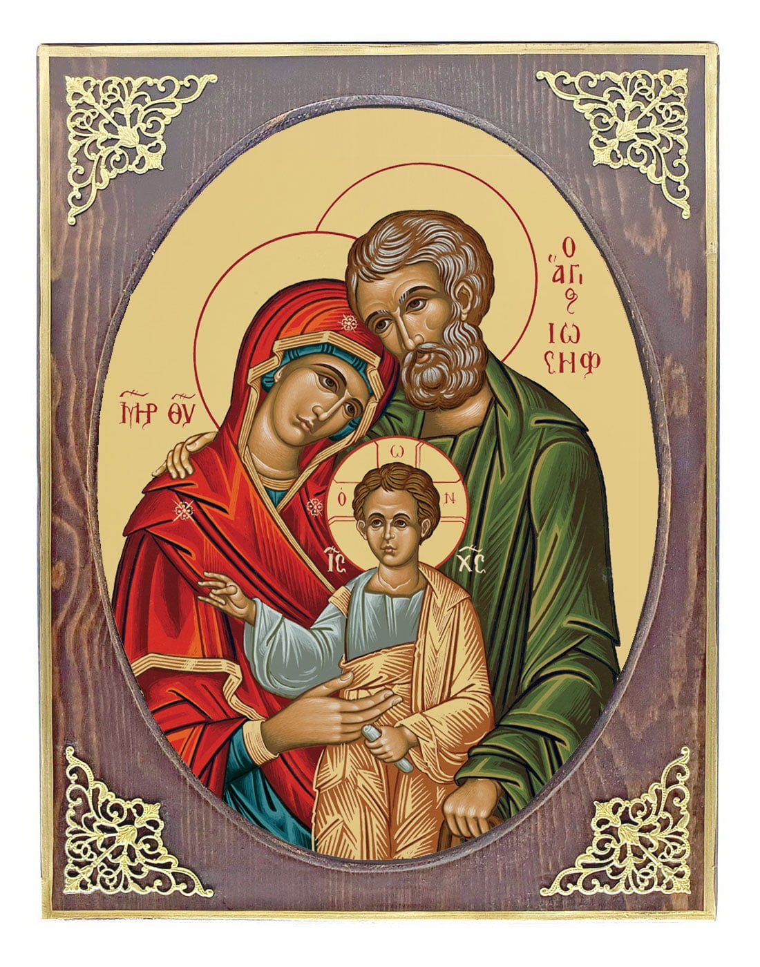 Handmade Orthodox Icon Holy Family mirror effect