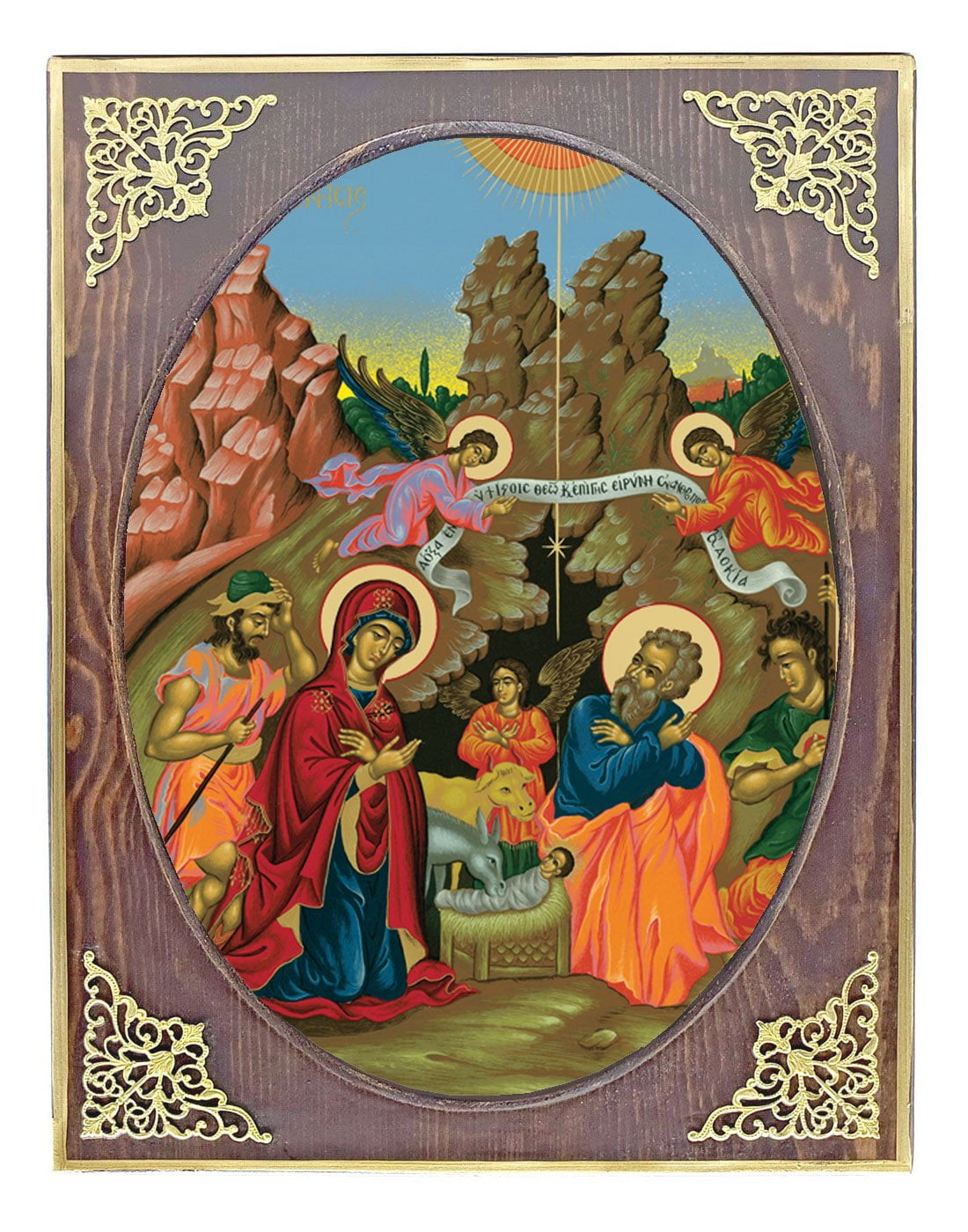 Handmade Orthodox Icon Nativity of Christ mirror effect
