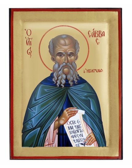 Handmade Orthodox Icon Saint Sabbas the sanctified
