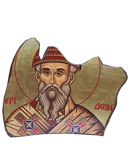 Άγιος Σπυρίδωνας σε κορμό ελιάς Saint Spyrous Icon