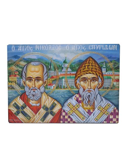 Handpainted icon Saint Spyrus & Saint Nicolas