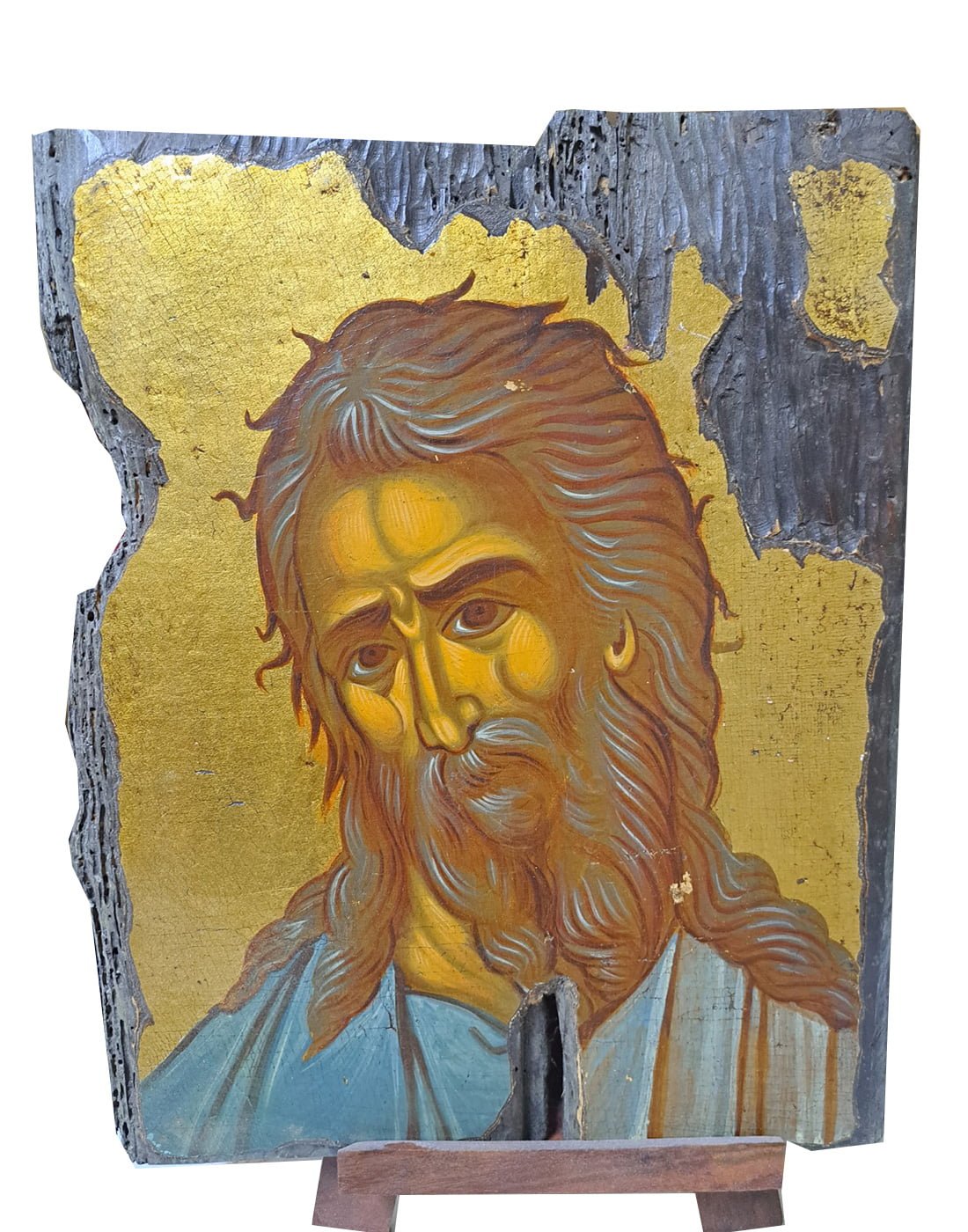 Handpainted icon Saint Symeon On old wood