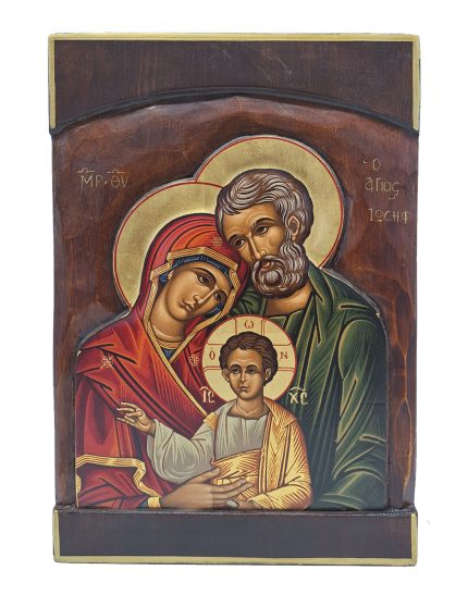 Handmade Orthodox Icon Holy Family Carving