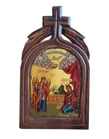 Χειροποίητο Ξυλόγλυπτο Ο Ευαγγελισμός της Τήνου Annunciation of Theotokos Icon