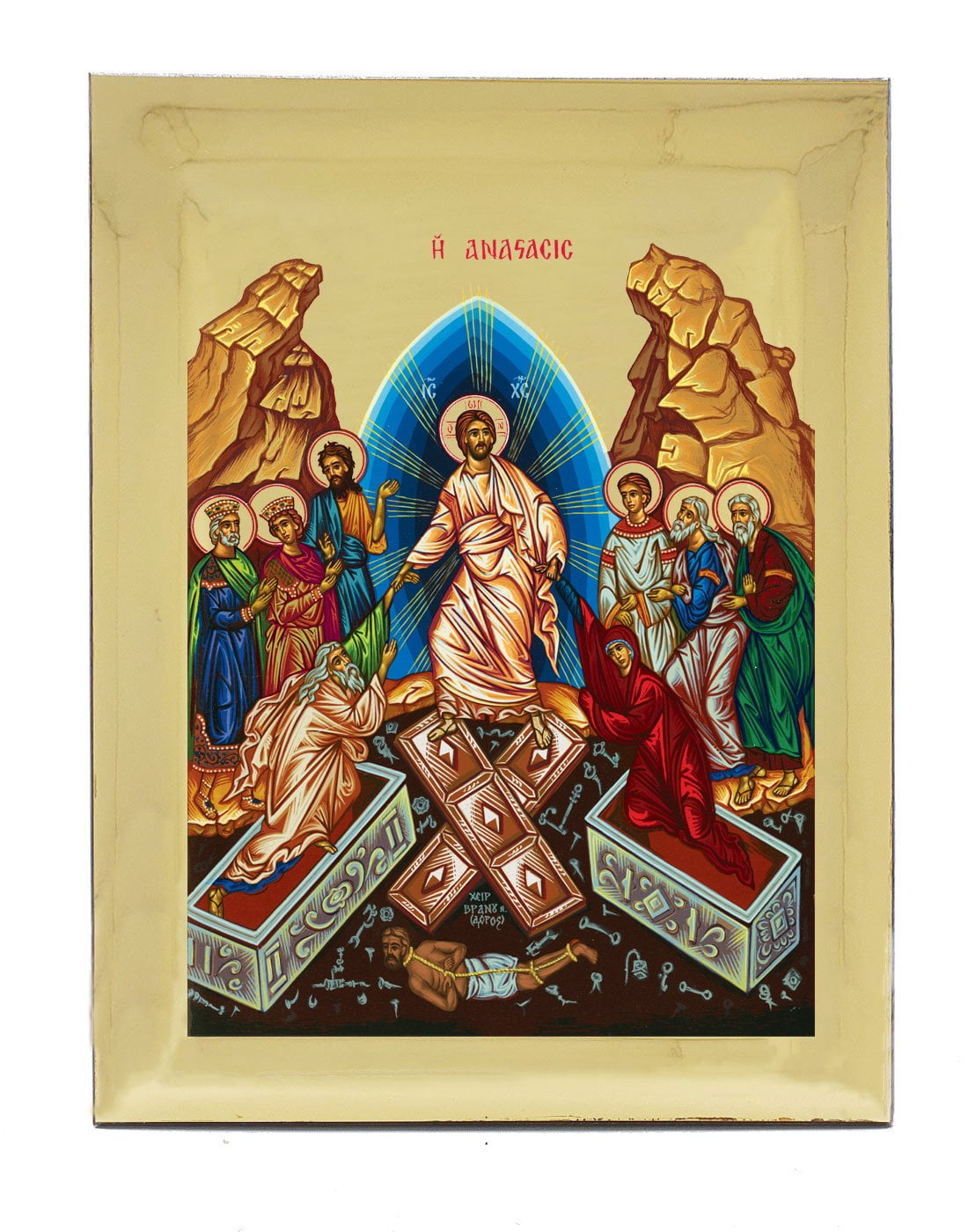 Handmade Orthodox Icon The Resurrection Gold mirror effect