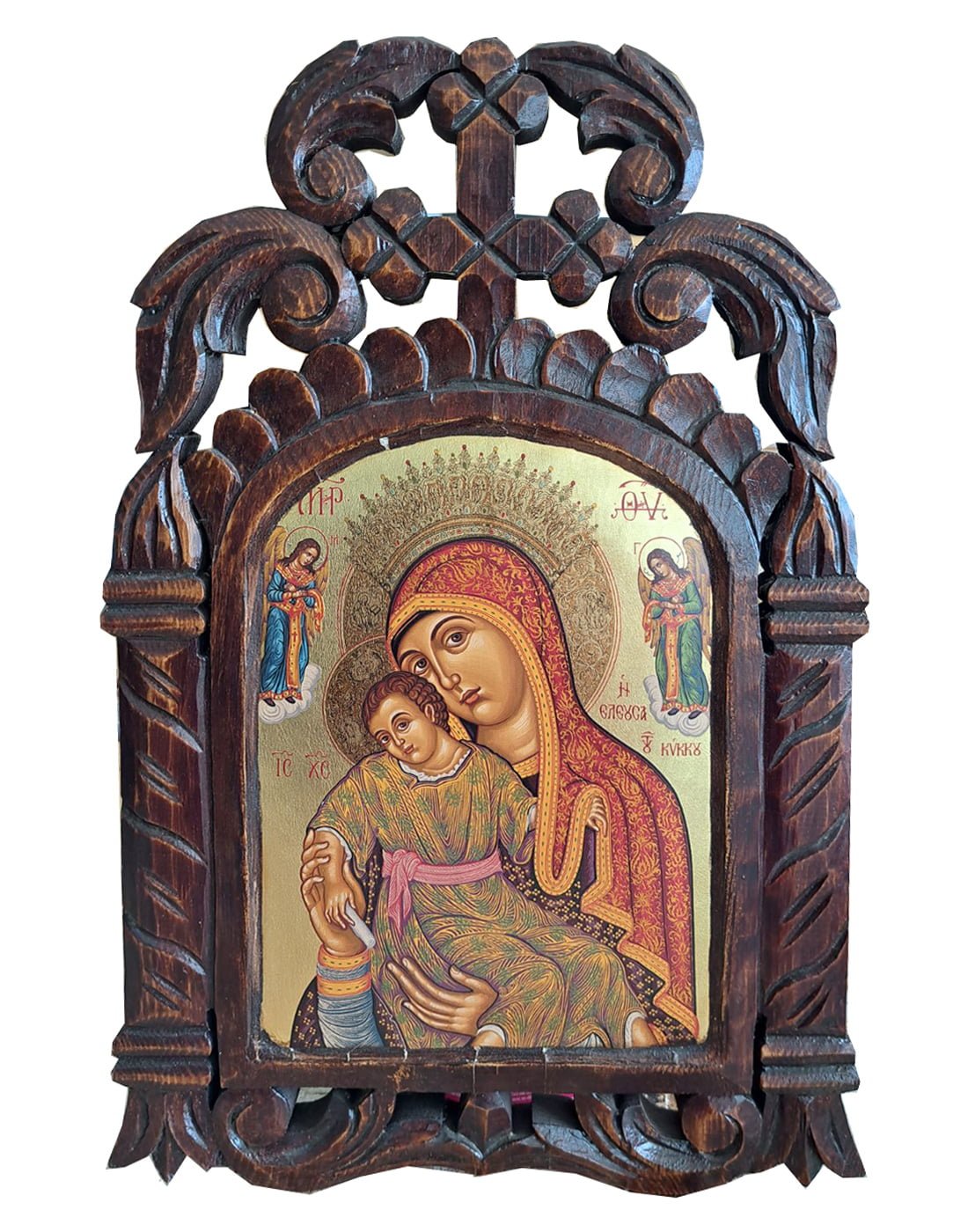 Χειροποίητο Ξυλόγλυπτο Παναγία του Κύκκου Virgin Mary of mount Kikkos Icon