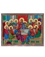Handmade Orthodox Icon The last Supper horizontal with carved frame
